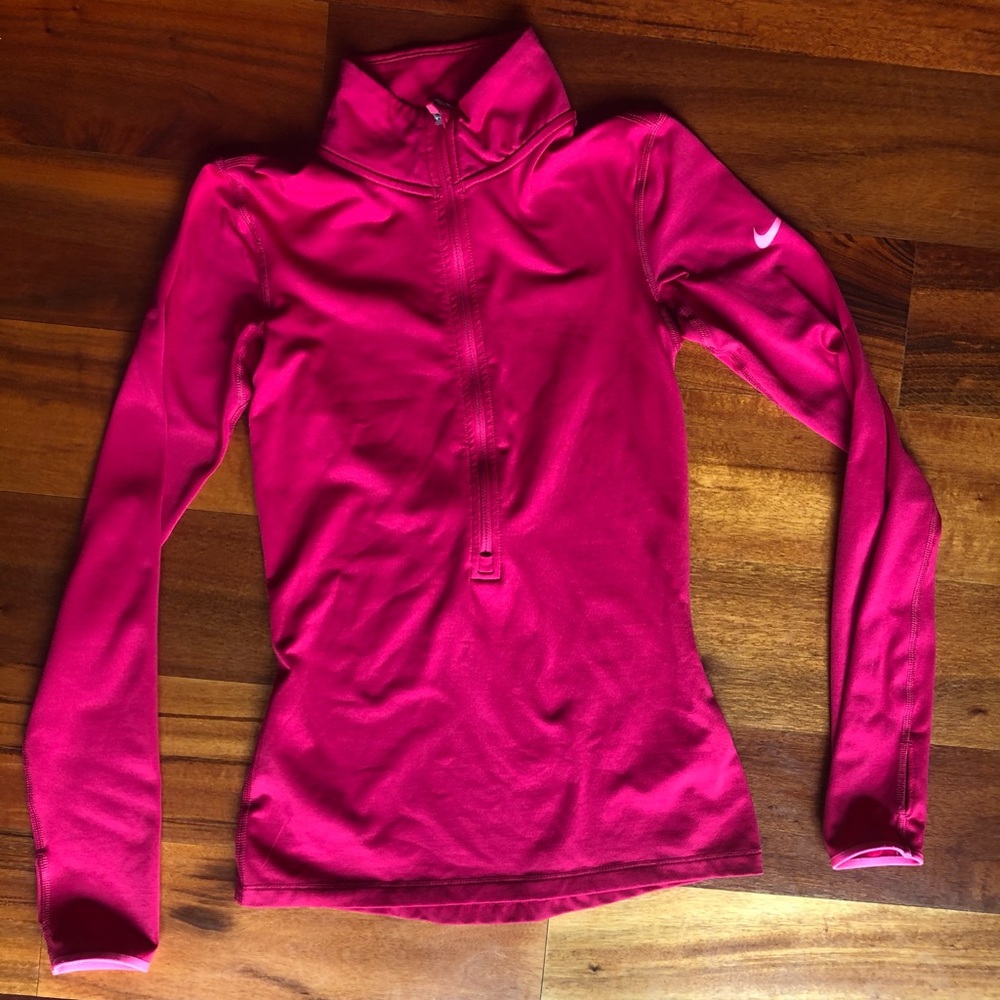 nike pro pink quarter zip